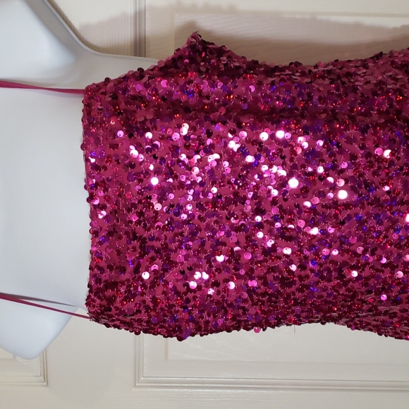 Wild Fable Pink sequined spaghetti strap mini slip dress - Picture 3 of 9